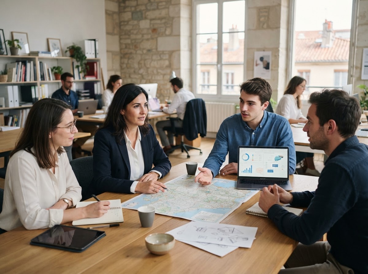 Perle Fondelle, équipe analysant des indicateurs financiers consolidés sur un tableau de bord